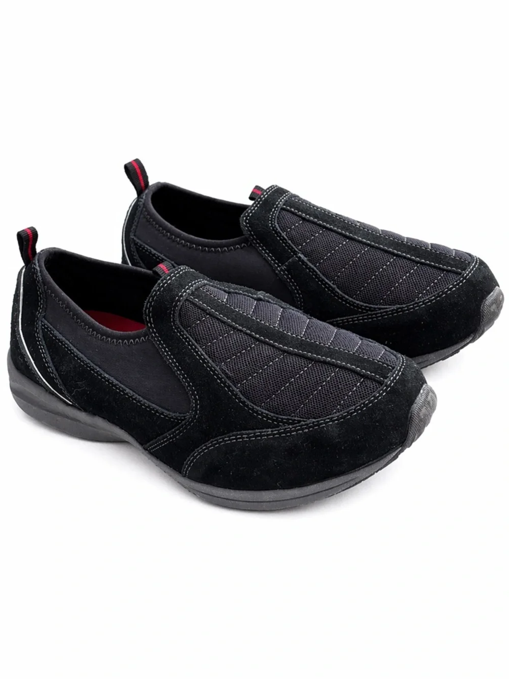 Easy Spirit Piers Slip-On Walking Shoes Women’s 9.5W Black Suede Quilted Comfort - Picture 1 of 6